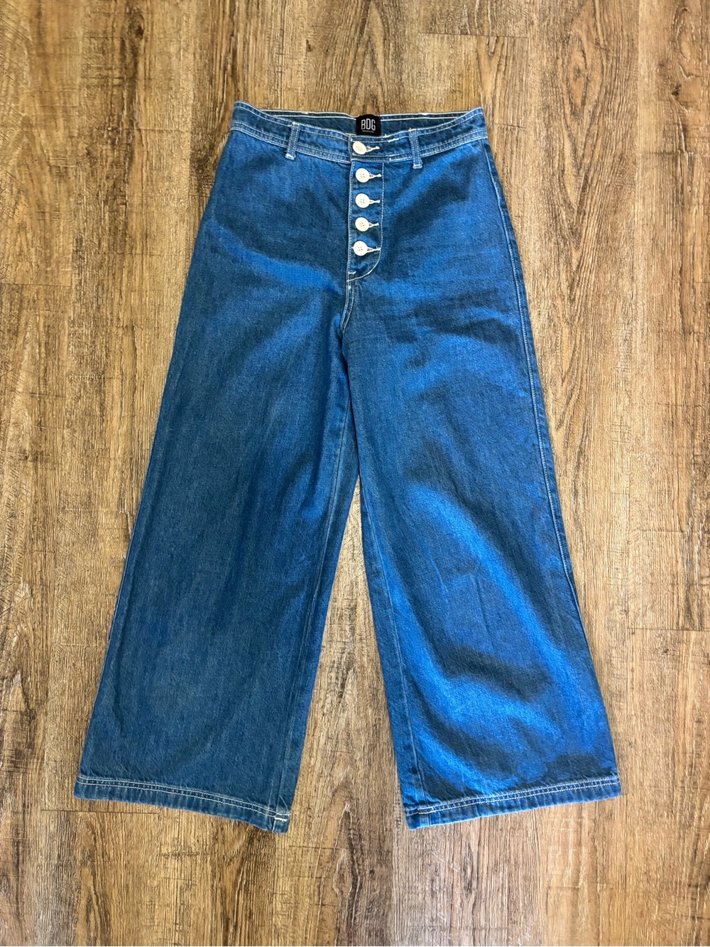 BDG High-Rise Wide Leg Button-Fly Jeans - Blue